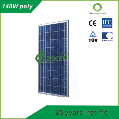 Los paneles solares policristalinos del picovoltio de 140 vatios con 25 años de curso de la vida TUV certificado